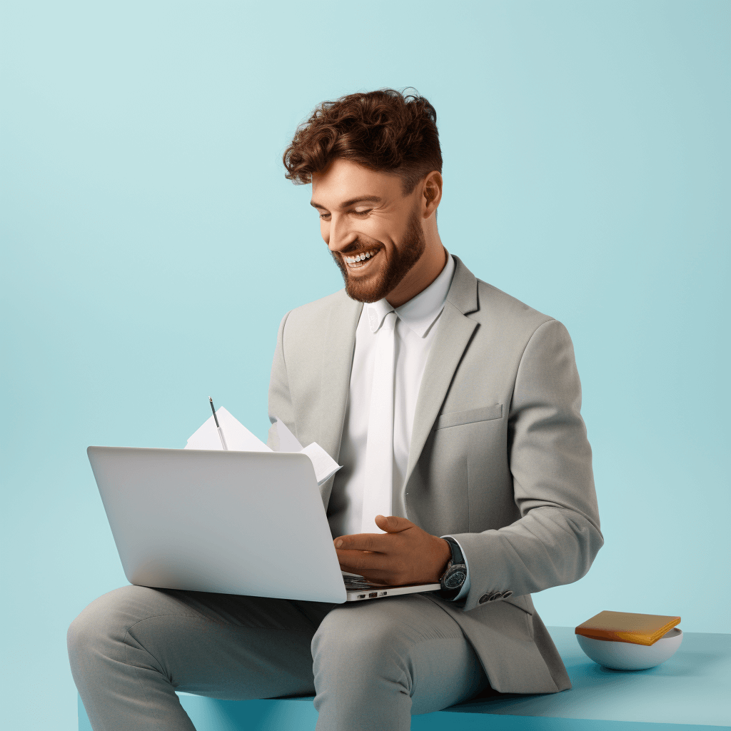 Satisfied recipient reading a human-centric automated email.